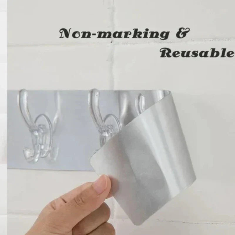 ( 24 Hooks ) Self Adhesive Wall Mounted Hooks Strip