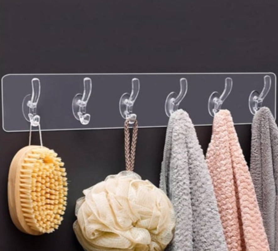 ( 24 Hooks ) Self Adhesive Wall Mounted Hooks Strip