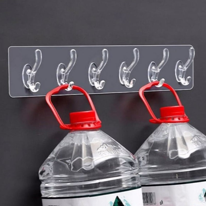 ( 24 Hooks ) Self Adhesive Wall Mounted Hooks Strip