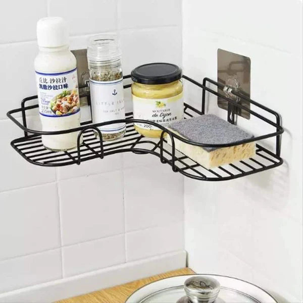 Wall Corner Rack For Bathroom & Kitchen With Hooks