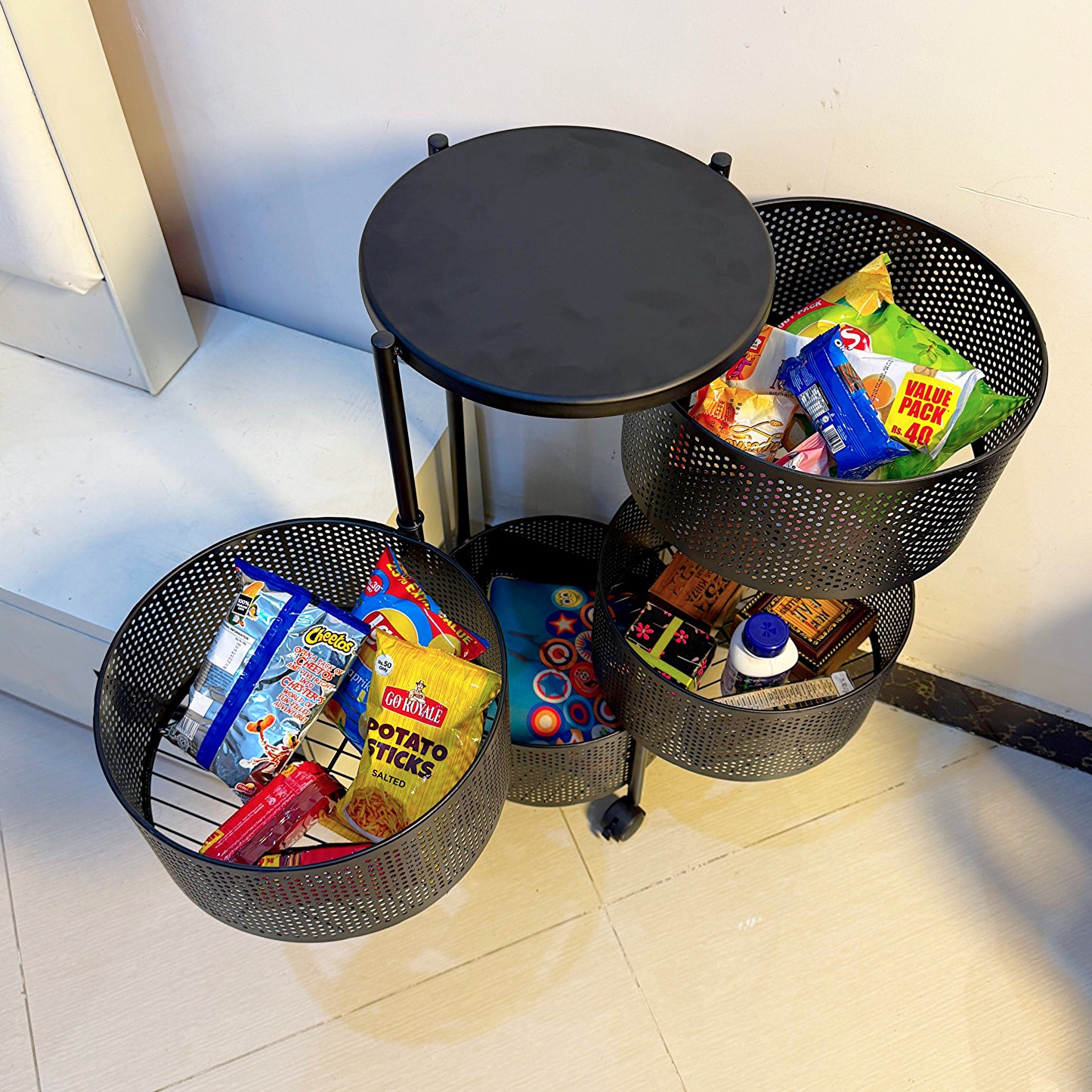 Premium Round Metal Trolley - Multi Purpose