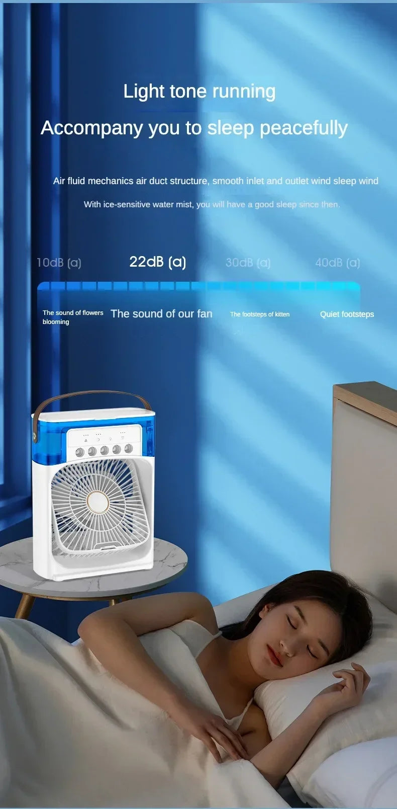 Hydrocooling Portable Air Conditioner & Humidifier: 3-Speed Fan for Office and Home