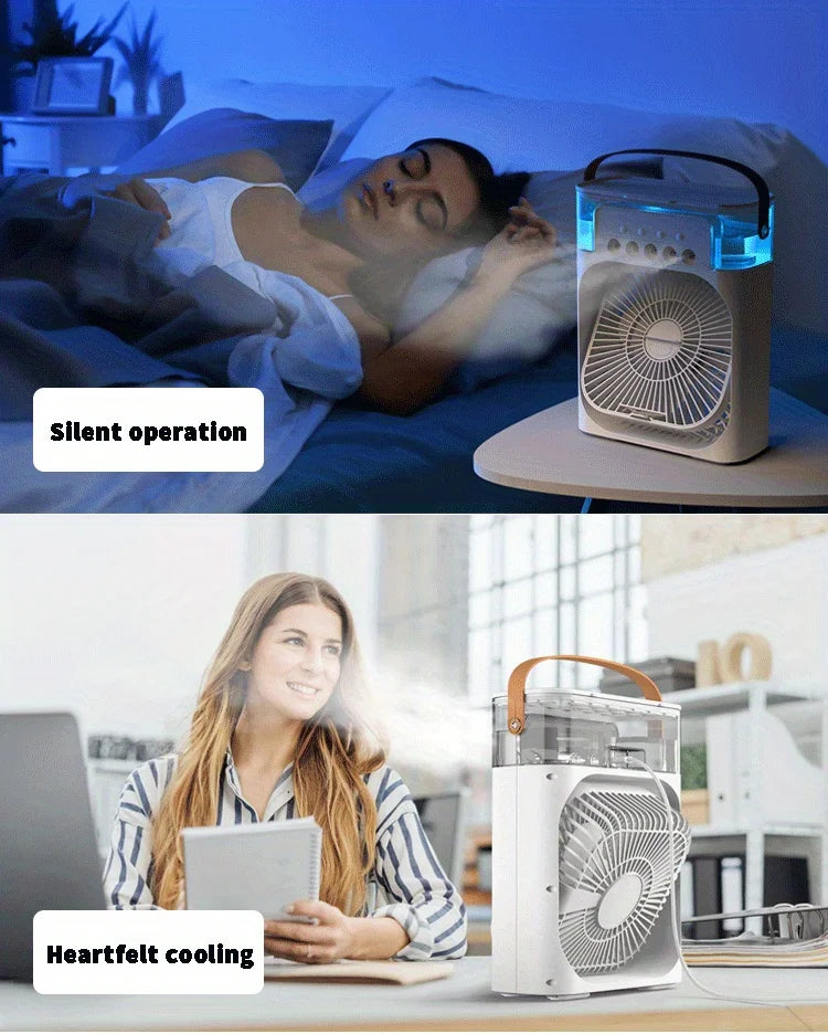 Hydrocooling Portable Air Conditioner & Humidifier: 3-Speed Fan for Office and Home