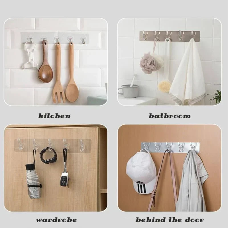 ( 24 Hooks ) Self Adhesive Wall Mounted Hooks Strip
