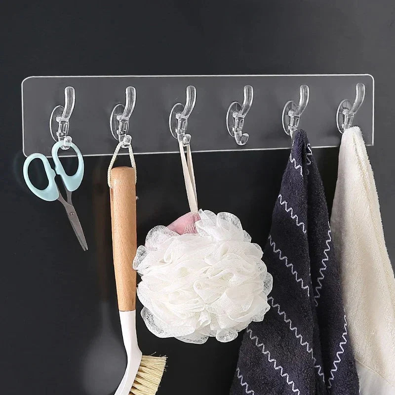 ( 24 Hooks ) Self Adhesive Wall Mounted Hooks Strip