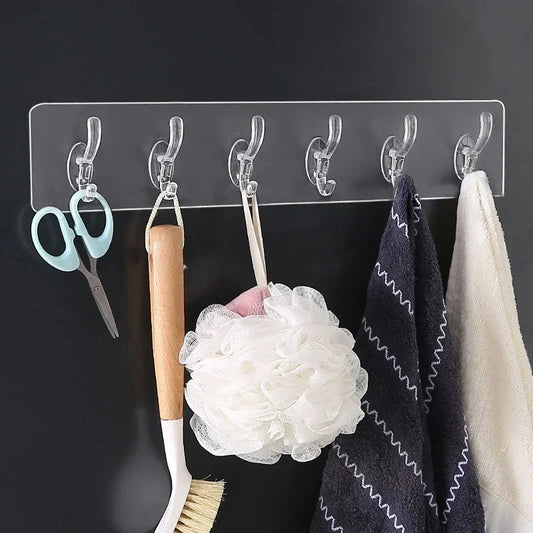 ( 24 Hooks ) Self Adhesive Wall Mounted Hooks Strip