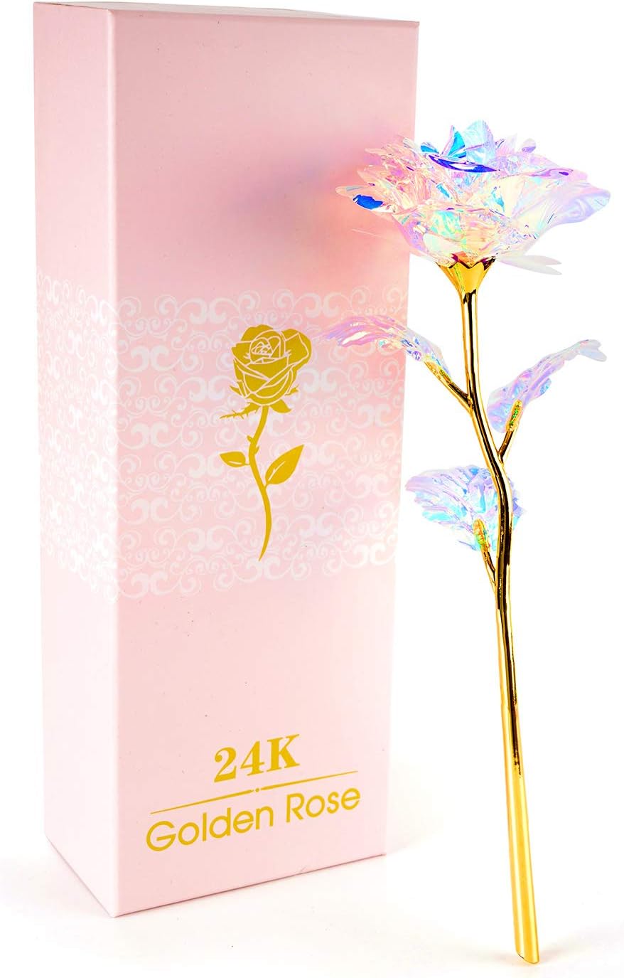 Rose Gold Artificial Flower with Rose Box With Free Love Stand